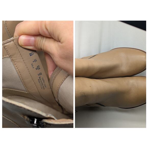 Naturalizer Kala Ankle Boots Womens 8M Beige-Brown Leather Block Heel Western - Picture 5 of 8